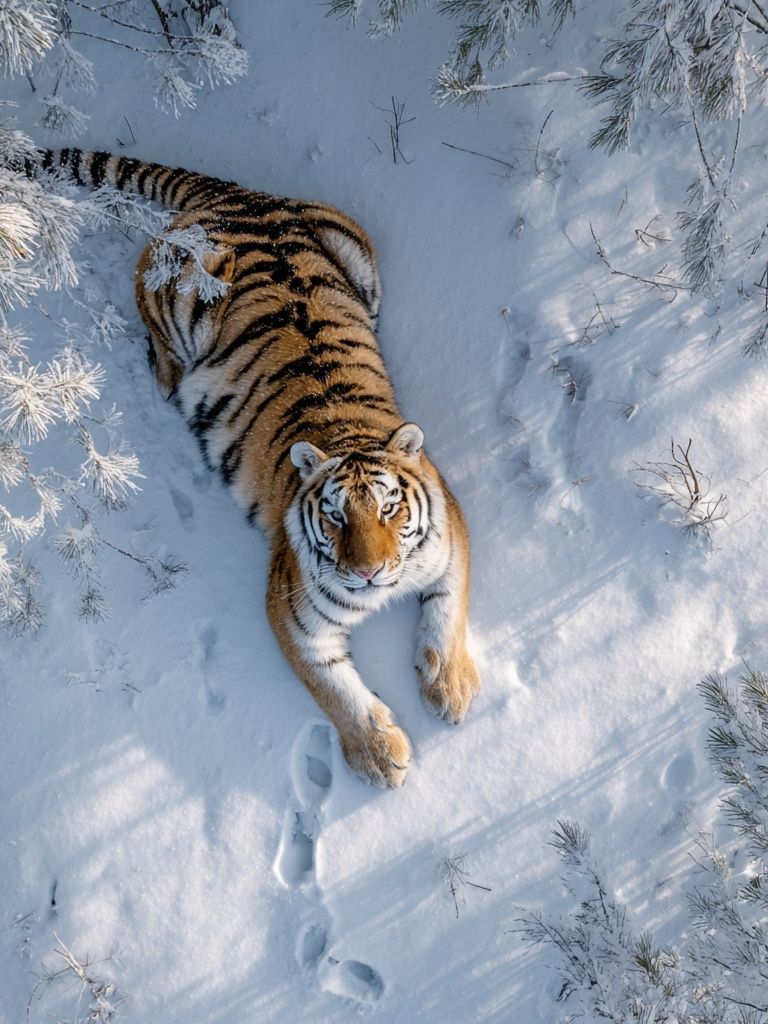 Tiger in Snow — Wildlife Photography Print. poster — animals art