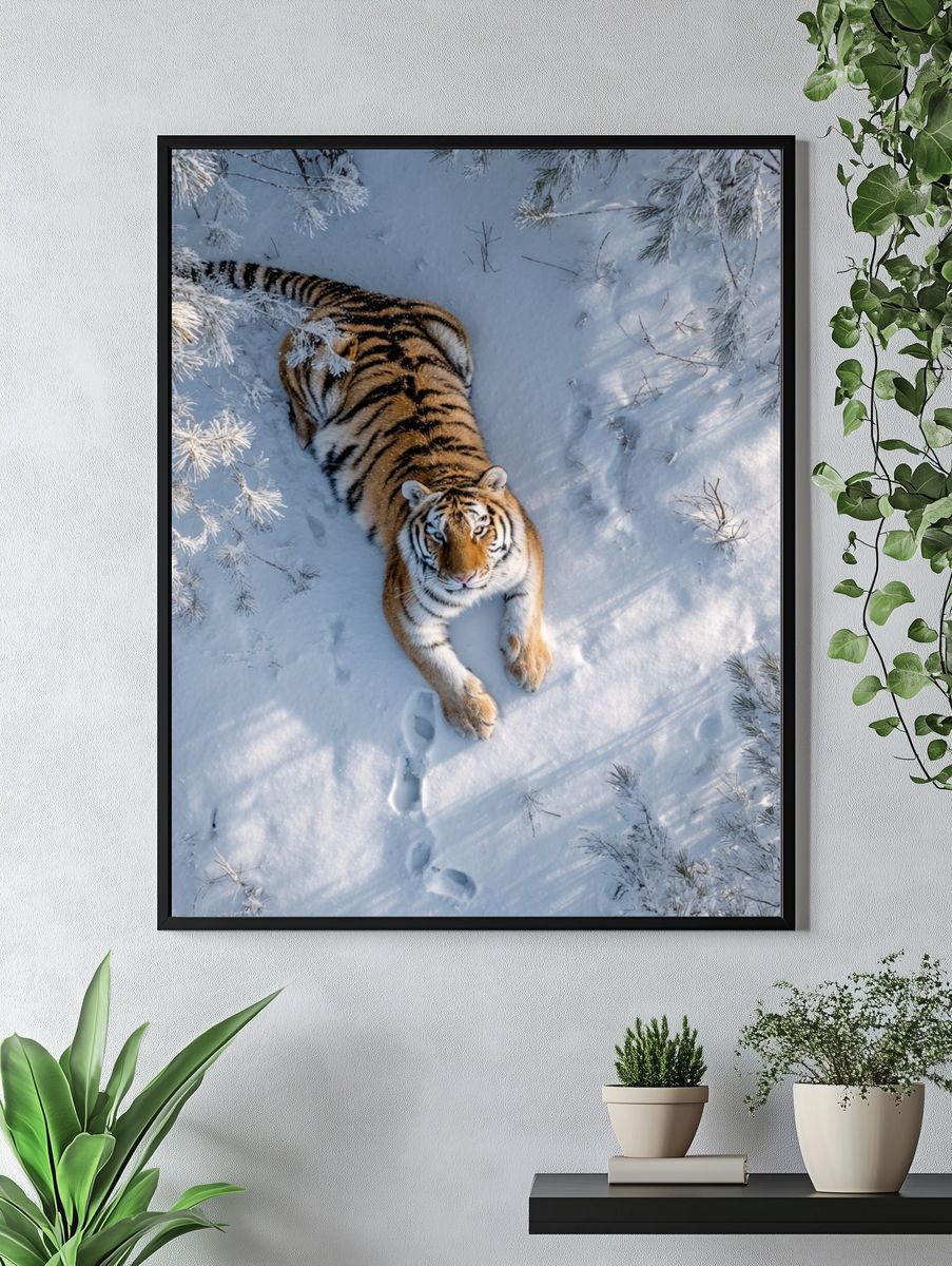 Tiger in Snow — Wildlife Photography Print. — room view 4
