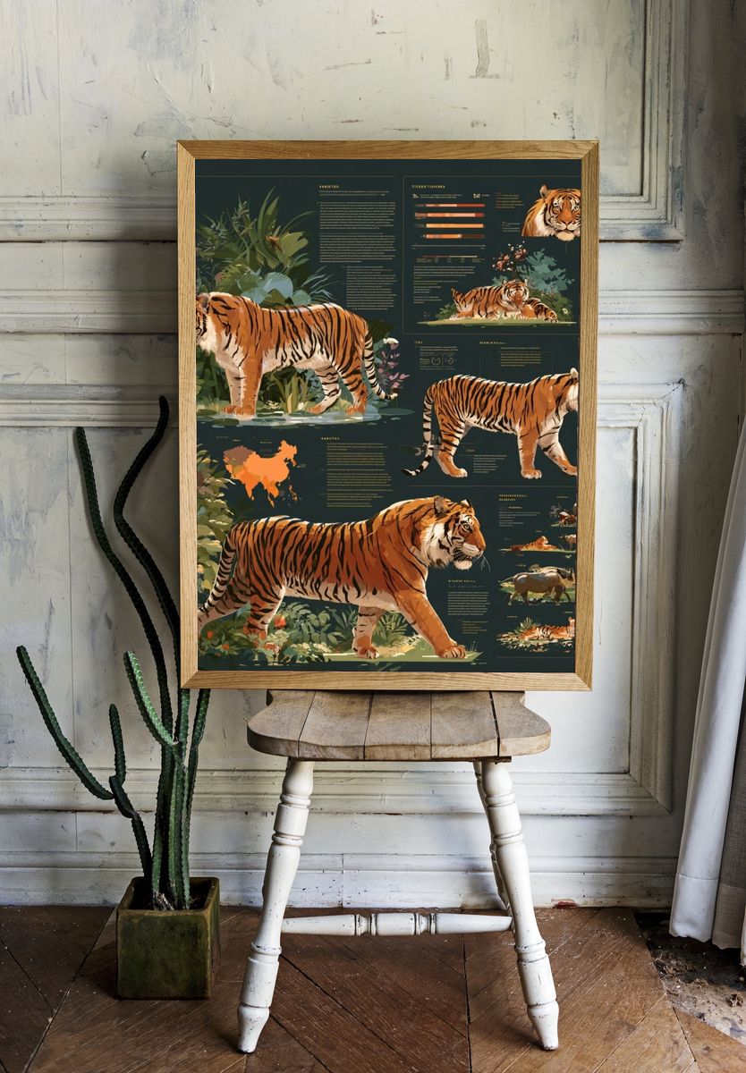 Tiger Study Illustration Poster. — room view 1