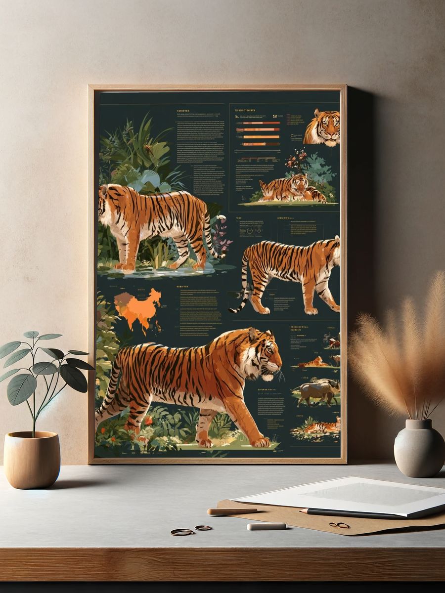 Tiger Study Illustration Poster. — room view 2