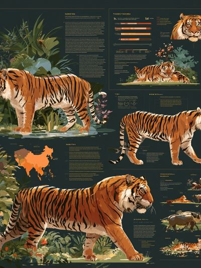 Tiger Study Illustration Poster.