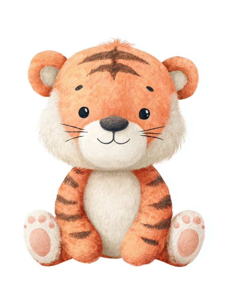 Cute Tiger Watercolor Print. poster detail