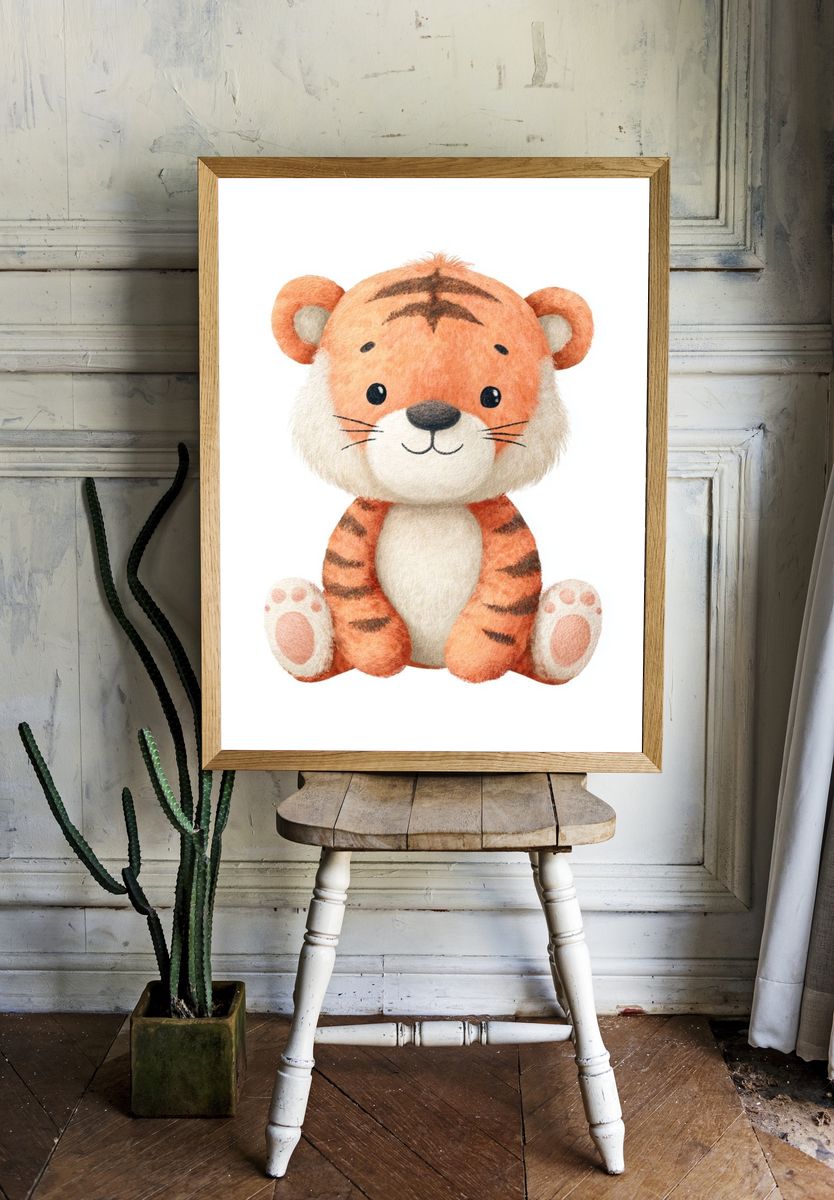 Cute Tiger Watercolor Print. — room view 1