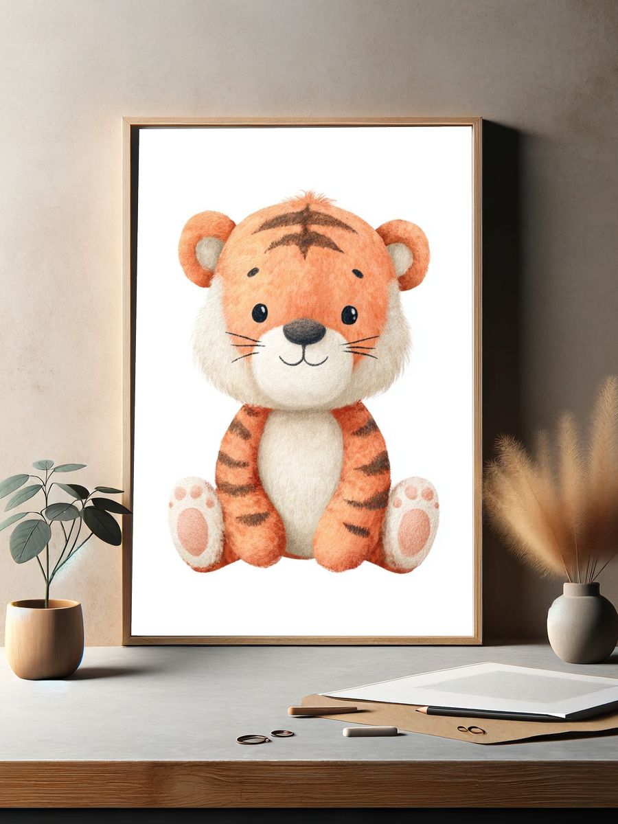 Cute Tiger Watercolor Print. — room view 2
