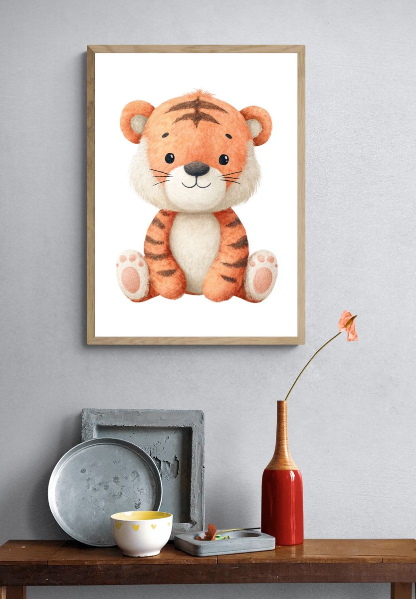 Cute Tiger Watercolor Print. — room view 3