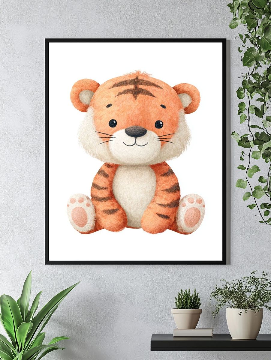 Cute Tiger Watercolor Print. — room view 4