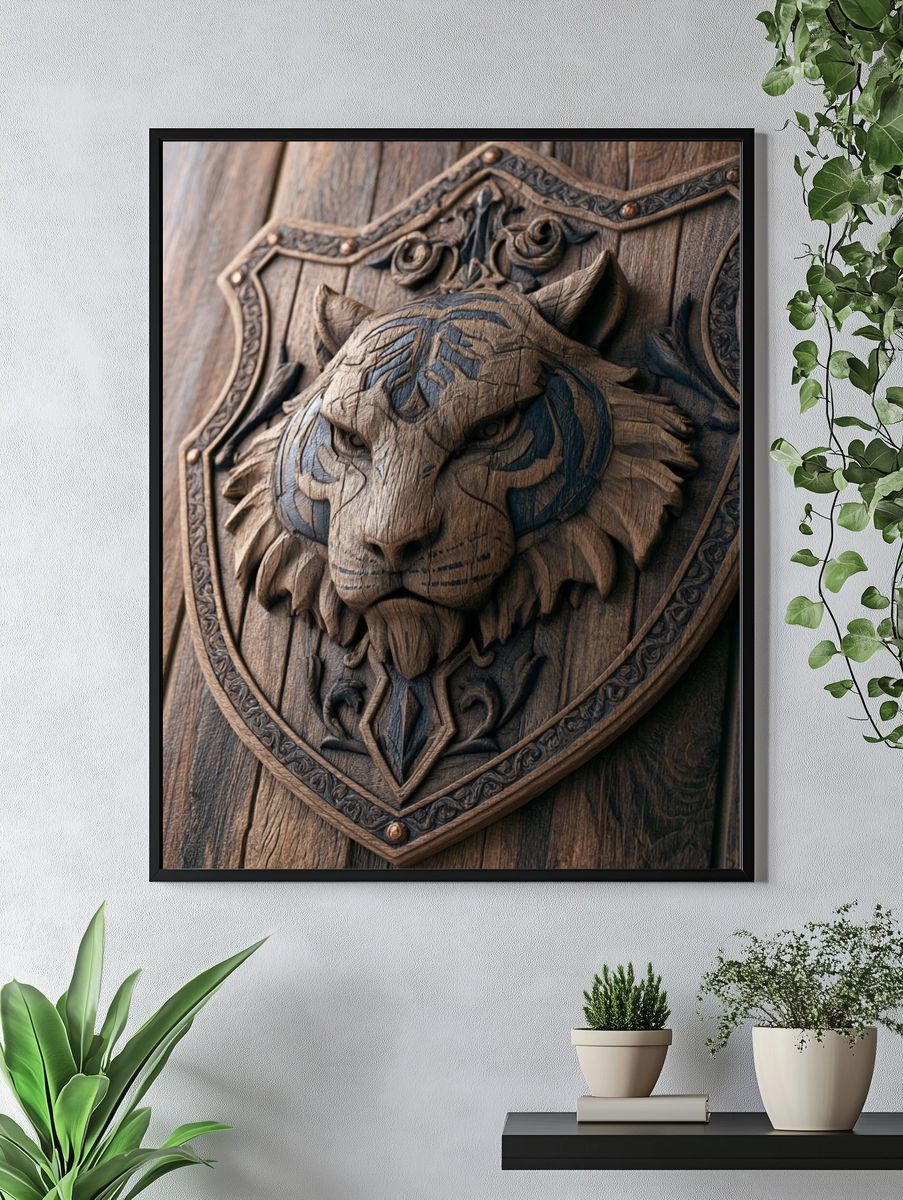 Carved Tiger Crest Illustration Poster. — room view 4