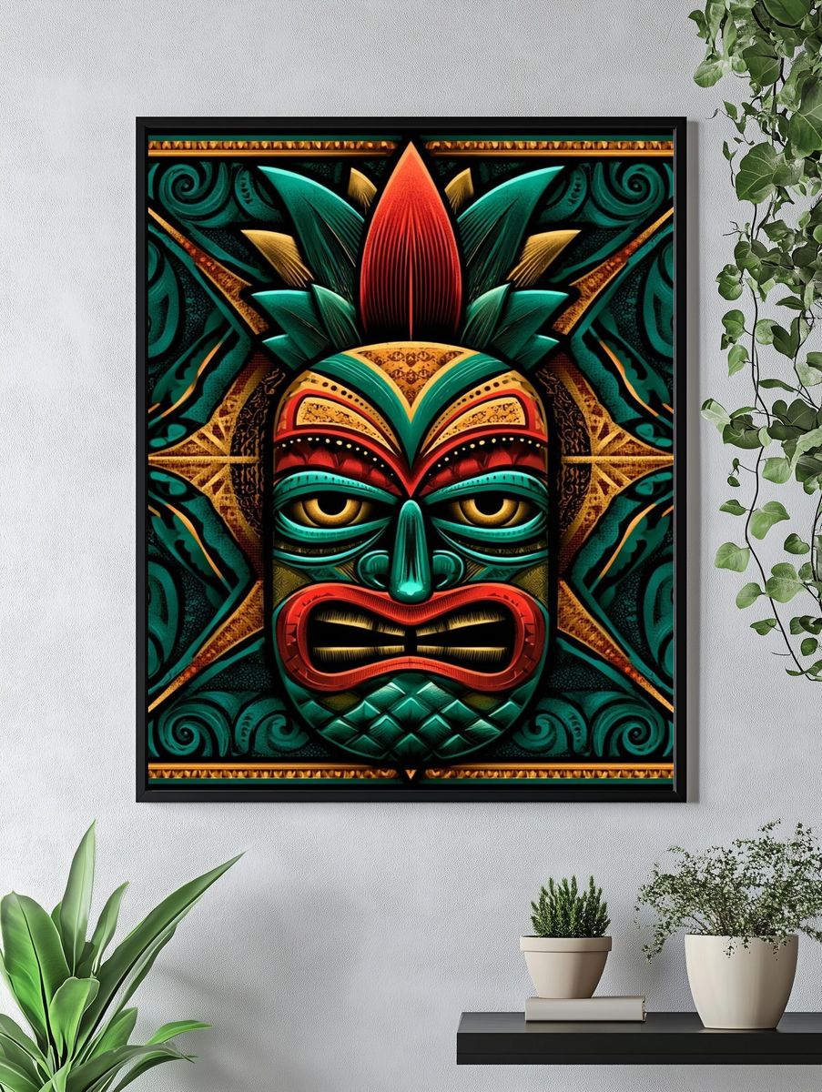 Tiki Mask Art Deco Poster. — room view 4