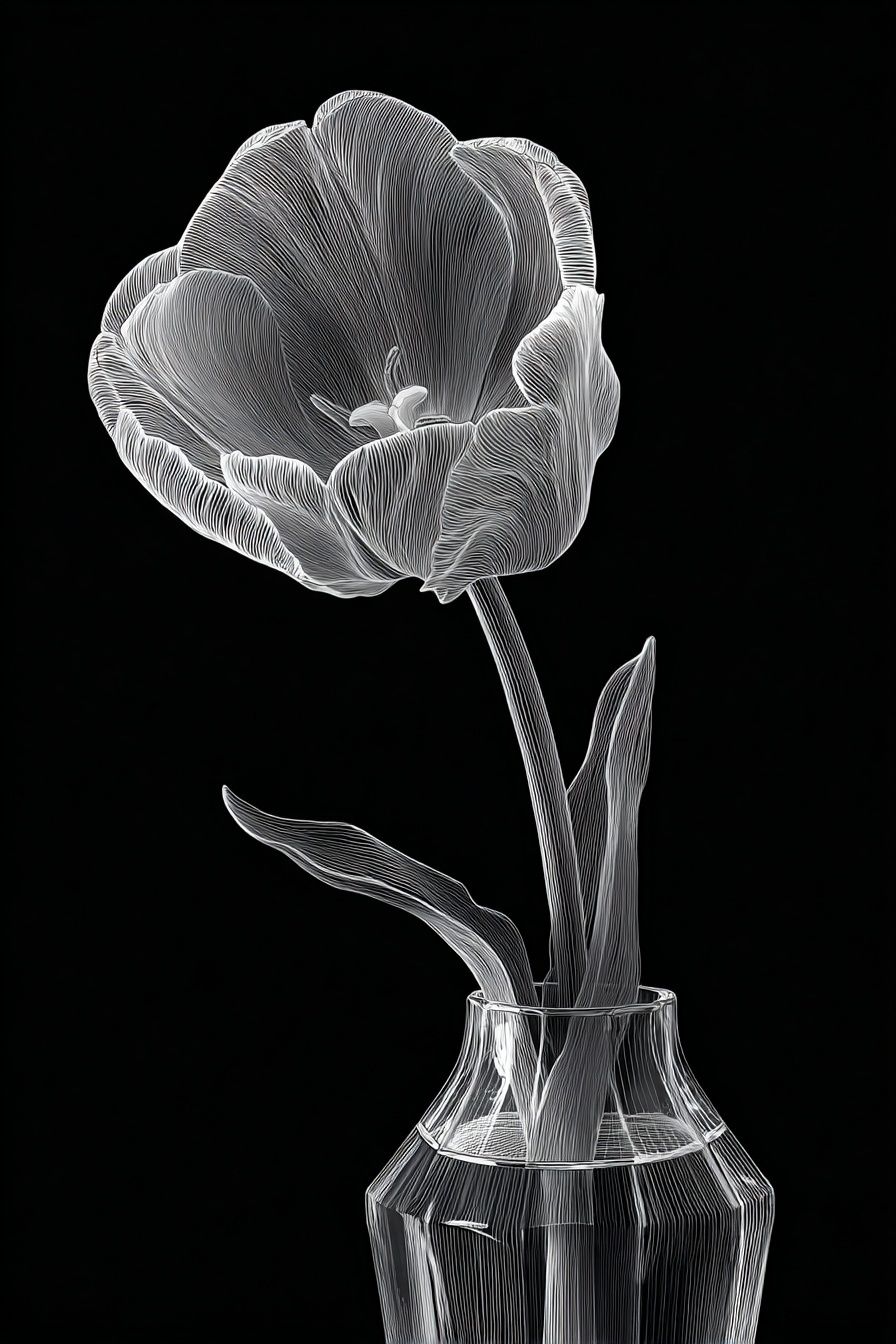 Elegant Tulip Line Art Poster. poster detail