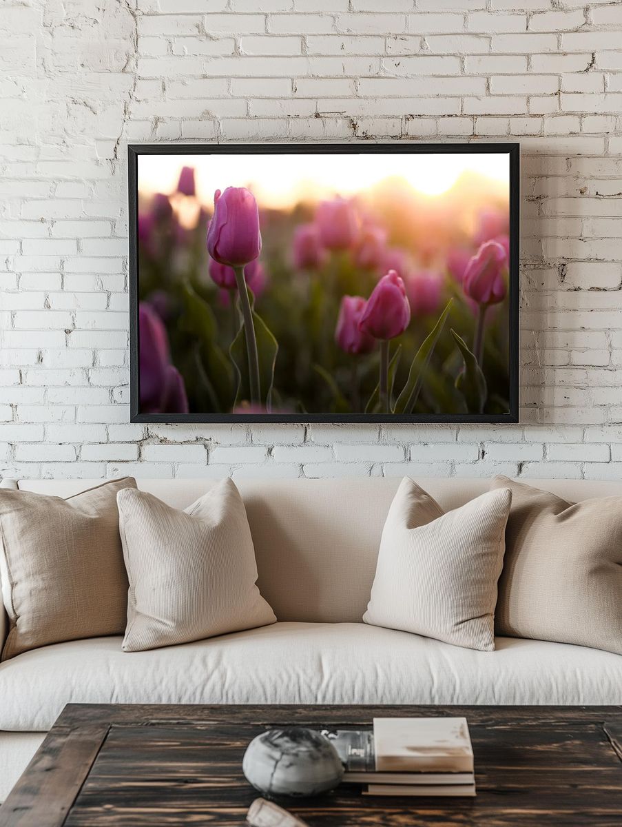 Blooming Tulips at Sunset — Nature Print room preview