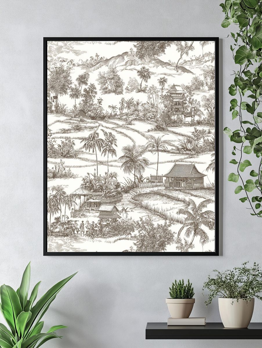 Tropical Landscape — Vintage Print. — room view 4