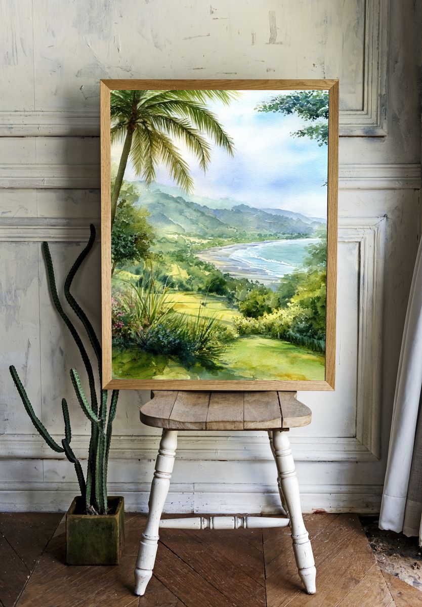 Tropical Paradise — Watercolor Print. — room view 1