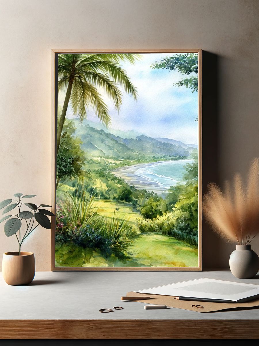 Tropical Paradise — Watercolor Print. — room view 2