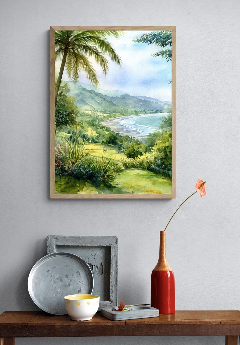 Tropical Paradise — Watercolor Print. — room view 3