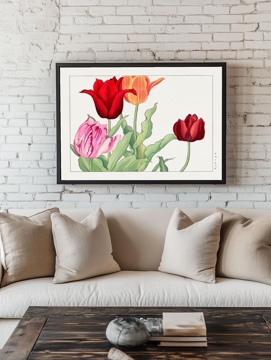 Tulip Bouquet — Botanical Print. — room view 1