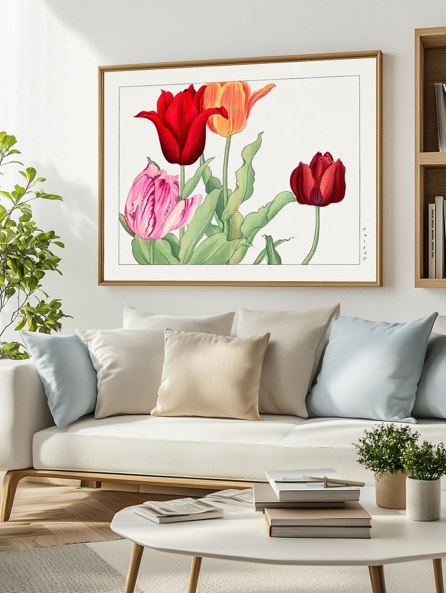 Tulip Bouquet — Botanical Print. — room view 2