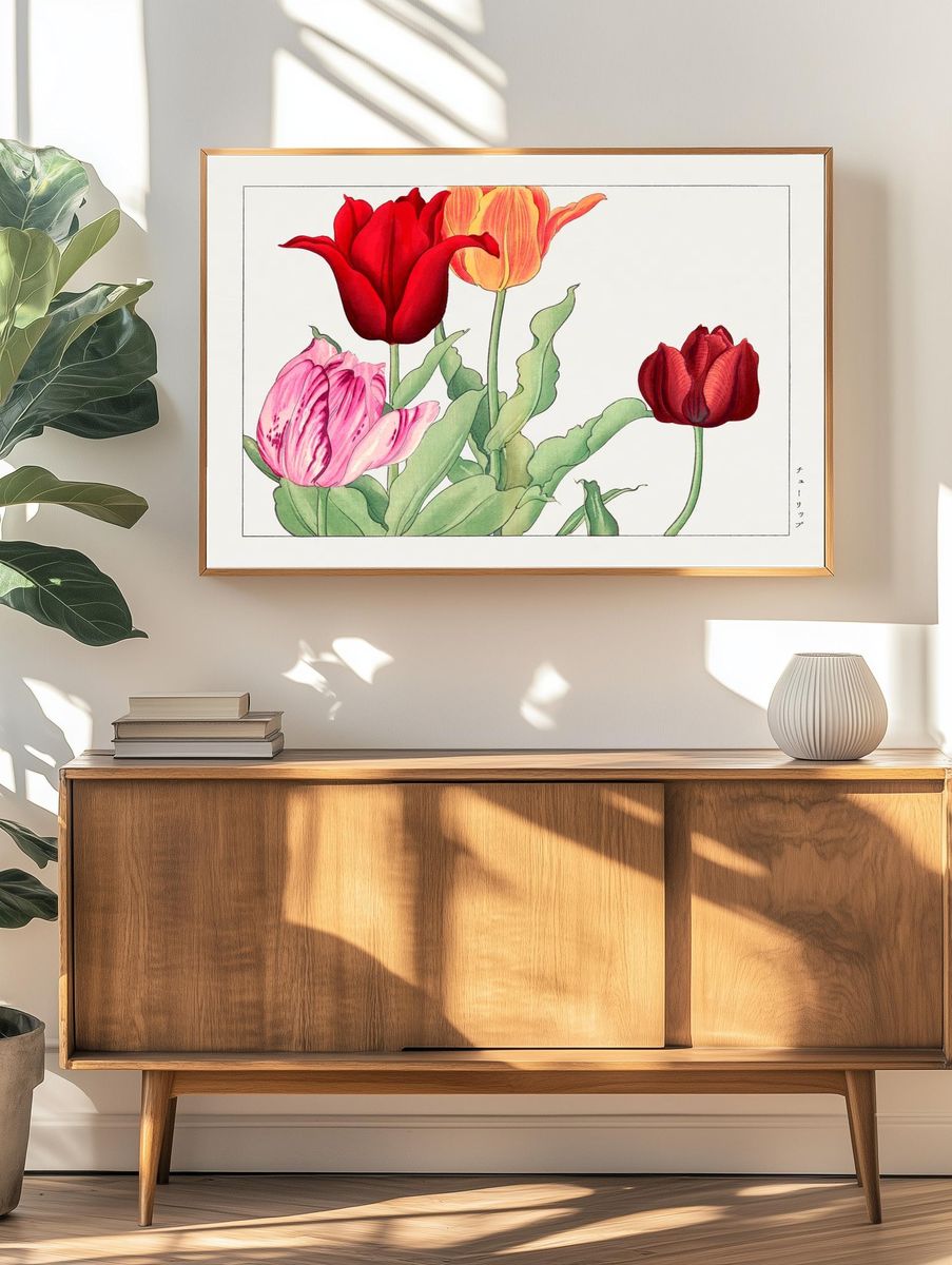 Tulip Bouquet — Botanical Print. — room view 3