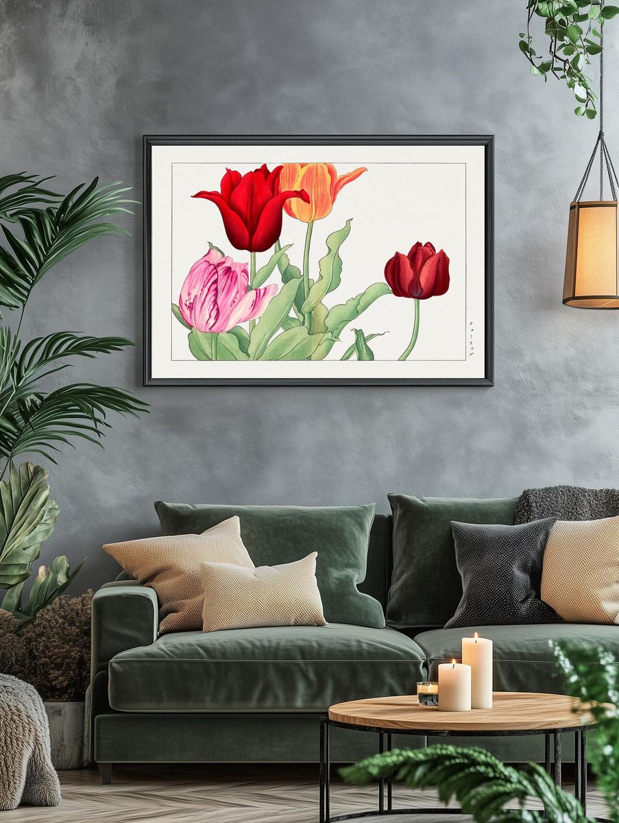 Tulip Bouquet — Botanical Print. — room view 4