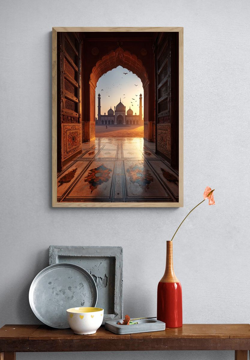 Taj Mahal Sunrise Archway Print. — room view 3