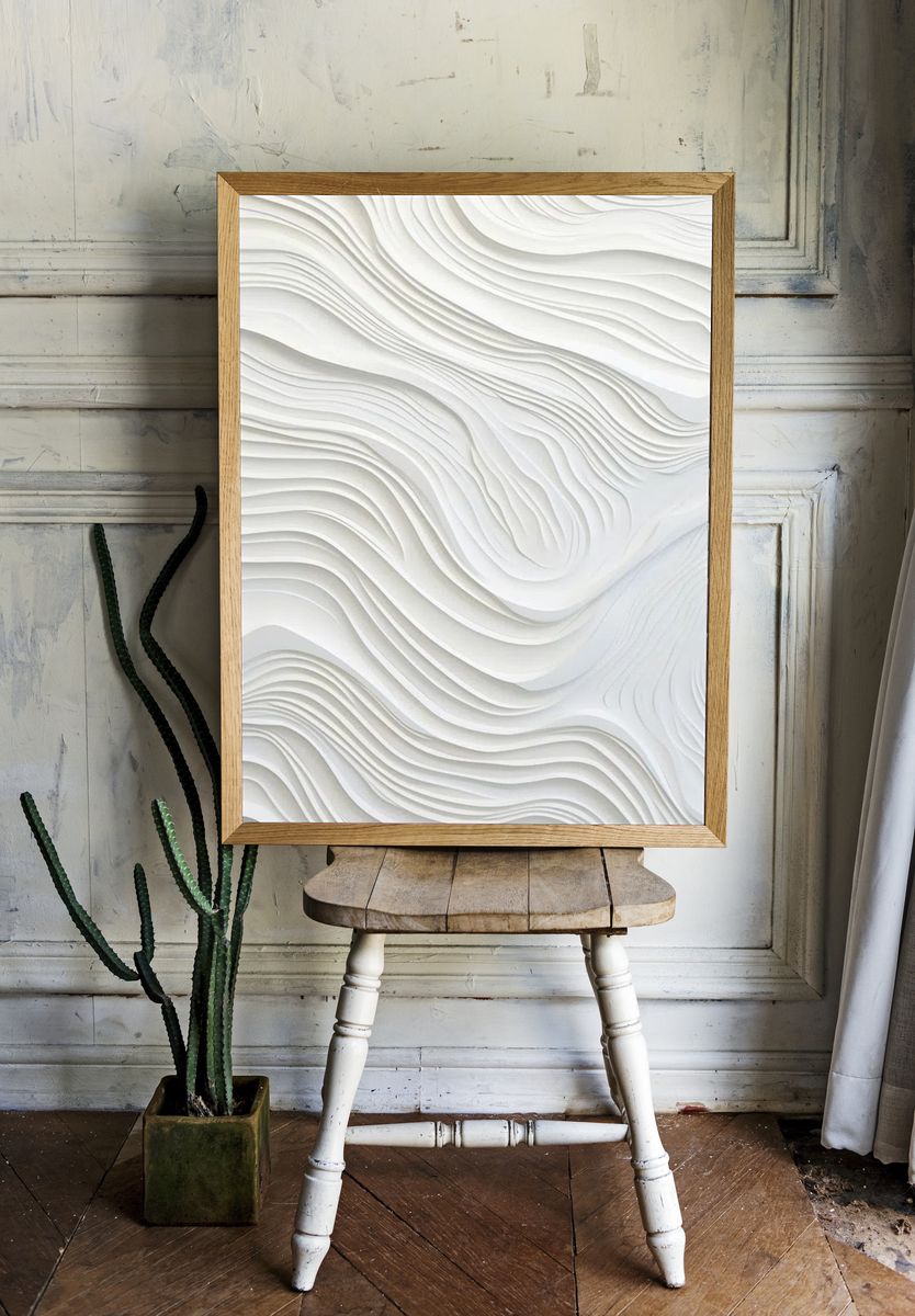 Textured Waves — Minimalist Print. — room view 1