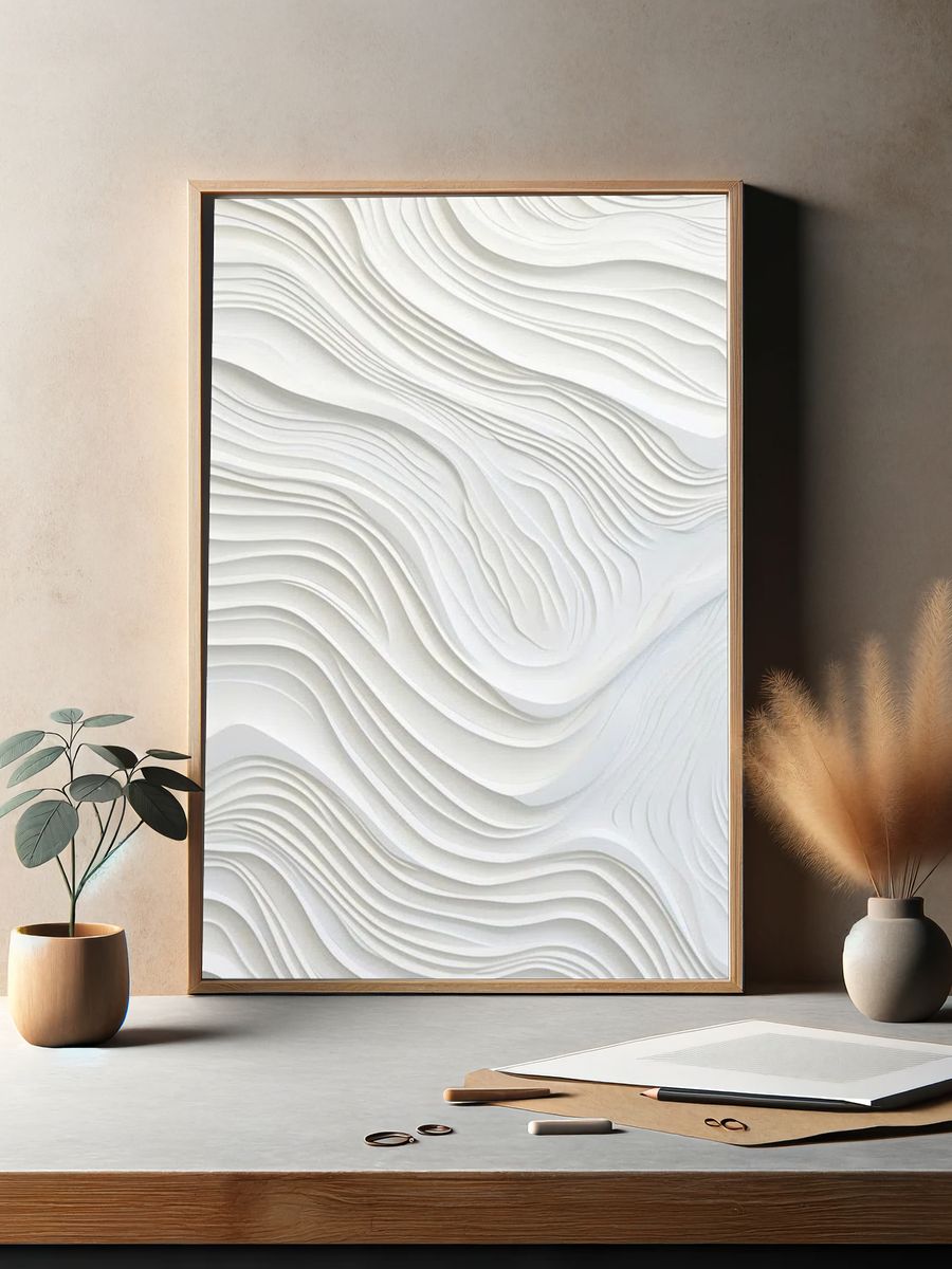 Textured Waves — Minimalist Print. — room view 2