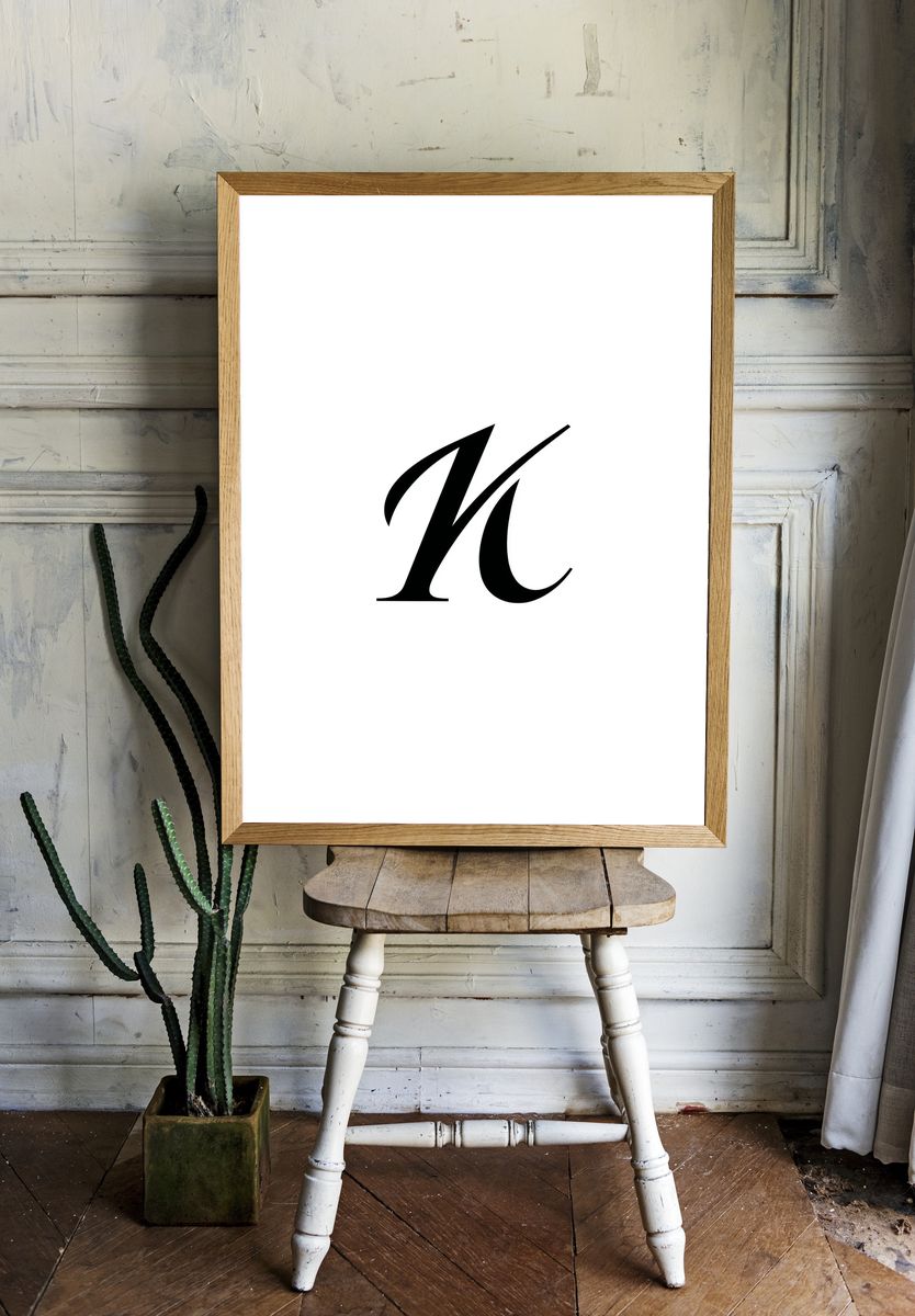 Minimal Monogram Letter Poster. room preview