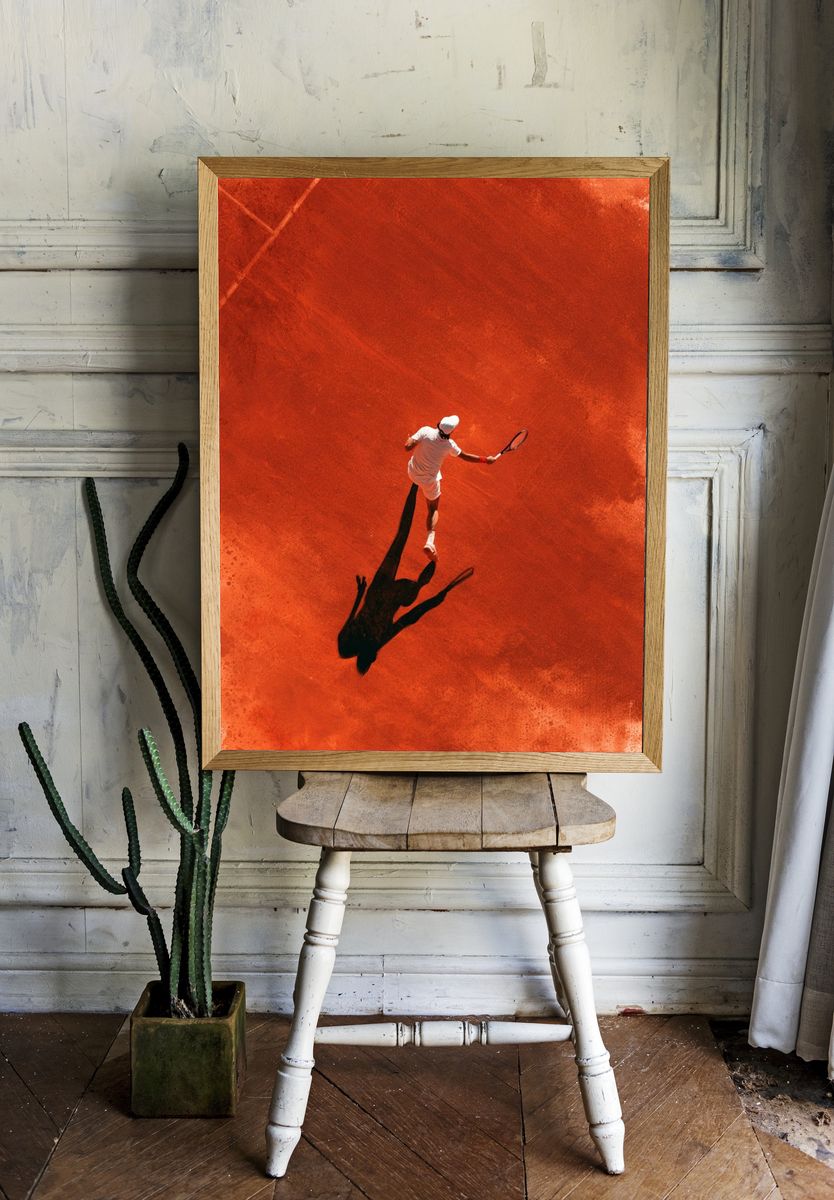 Tennis Player on Clay Court Poster. room preview