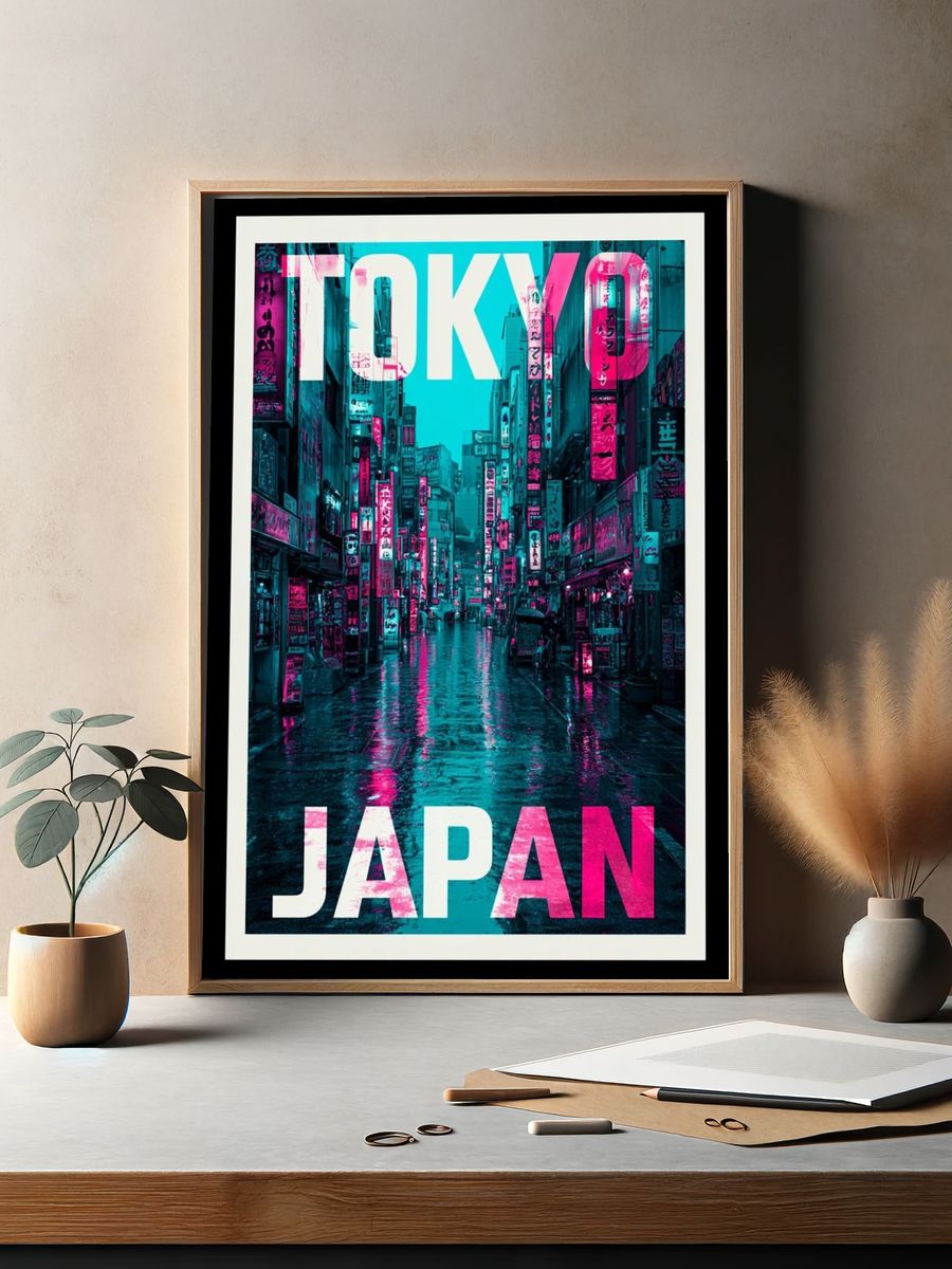 Tokyo Japan Neon Street Poster. — room view 2