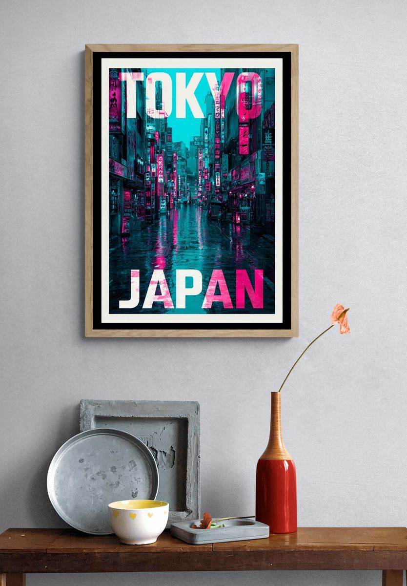 Tokyo Japan Neon Street Poster. — room view 3
