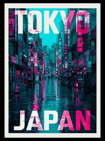 Tokyo Japan Neon Street Poster. poster
