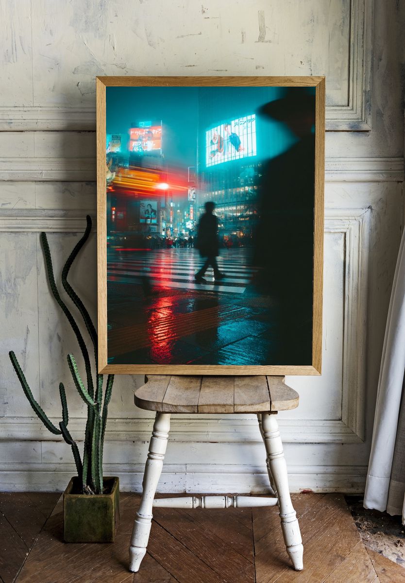 Tokyo Street at Night — Photography Print. — room view 1