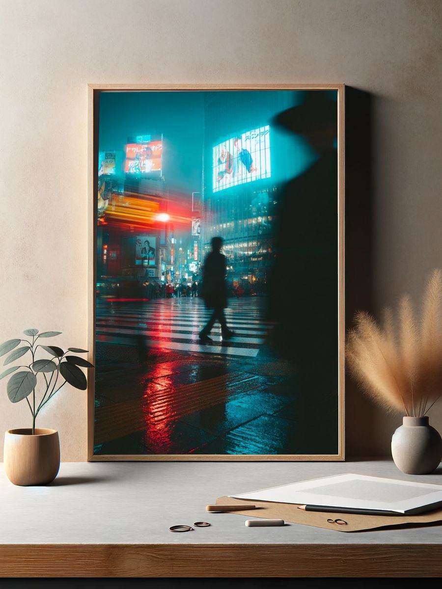 Tokyo Street at Night — Photography Print. — room view 2