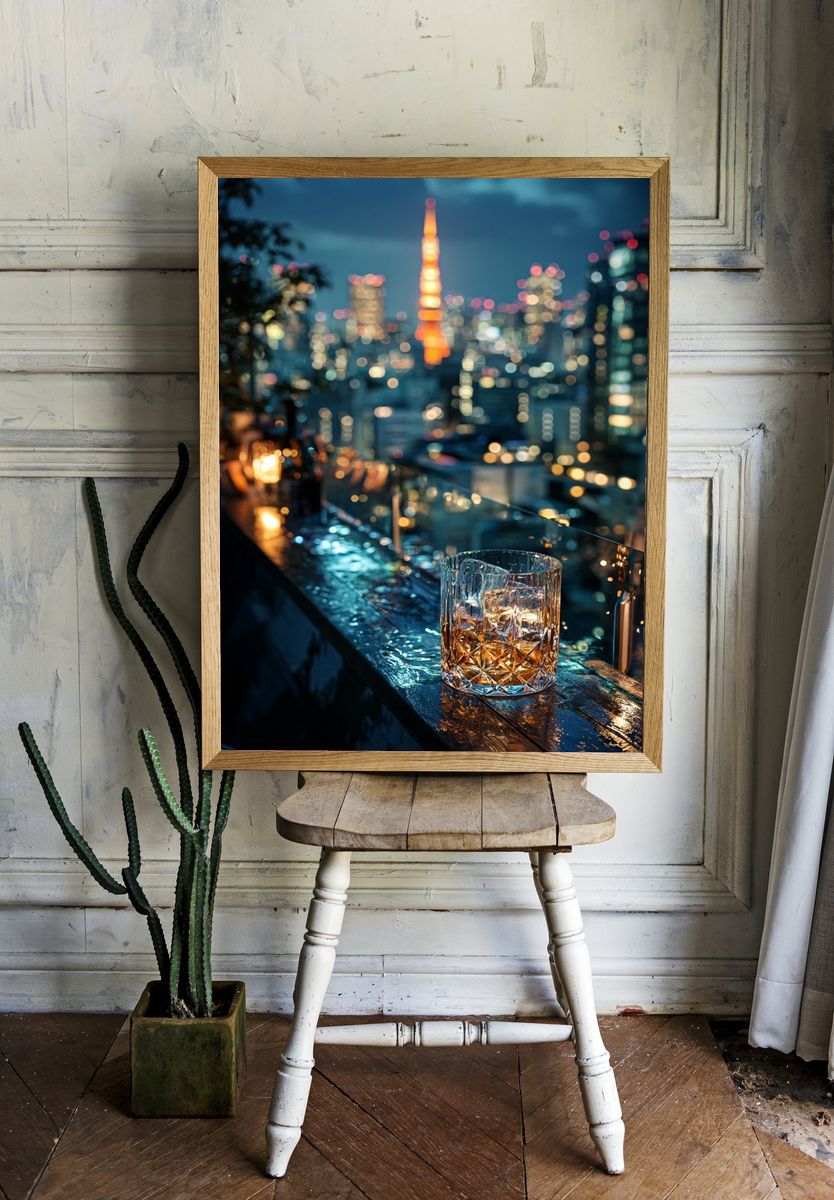 Tokyo Skyline Night Photography Poster. — room view 1