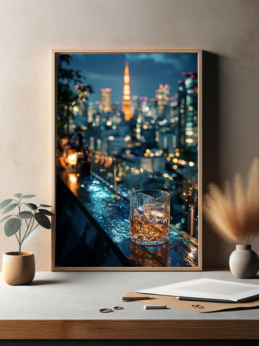 Tokyo Skyline Night Photography Poster. — room view 2