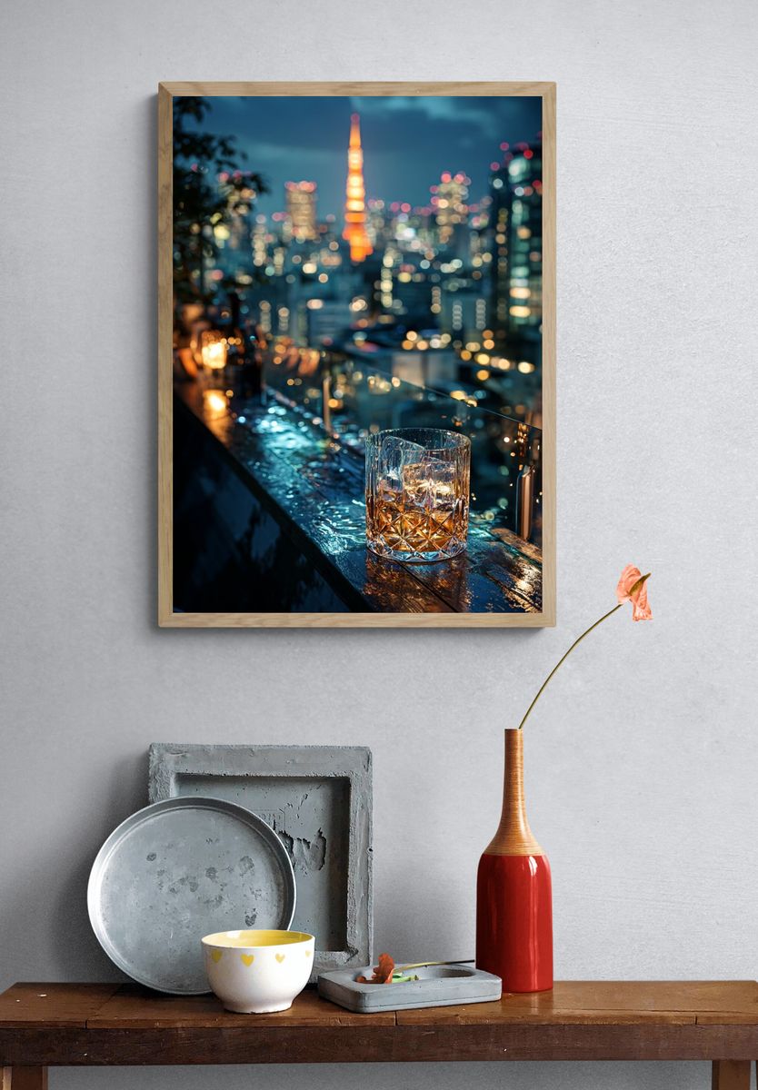 Tokyo Skyline Night Photography Poster. — room view 3