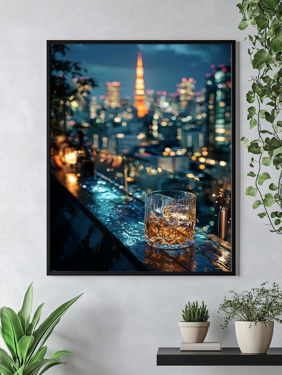 Tokyo Skyline Night Photography Poster. — room view 4