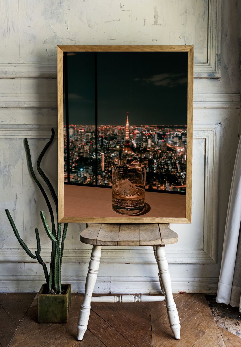 Tokyo Night Skyline Photography Poster. room preview