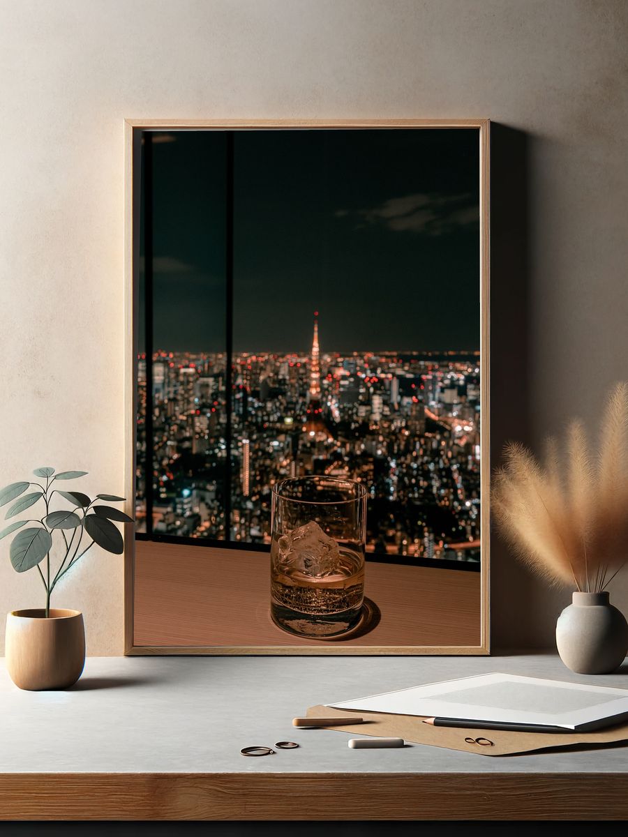 Tokyo Night Skyline Photography Poster. — room view 2
