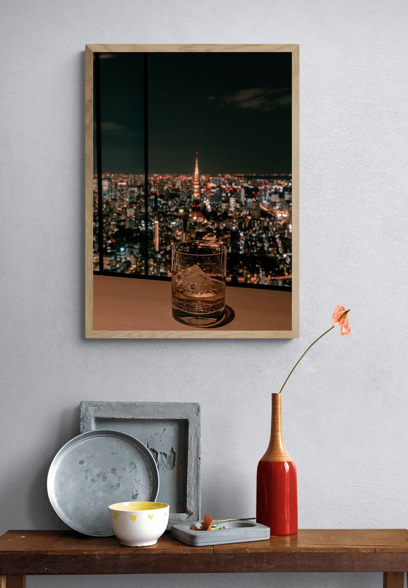 Tokyo Night Skyline Photography Poster. — room view 3