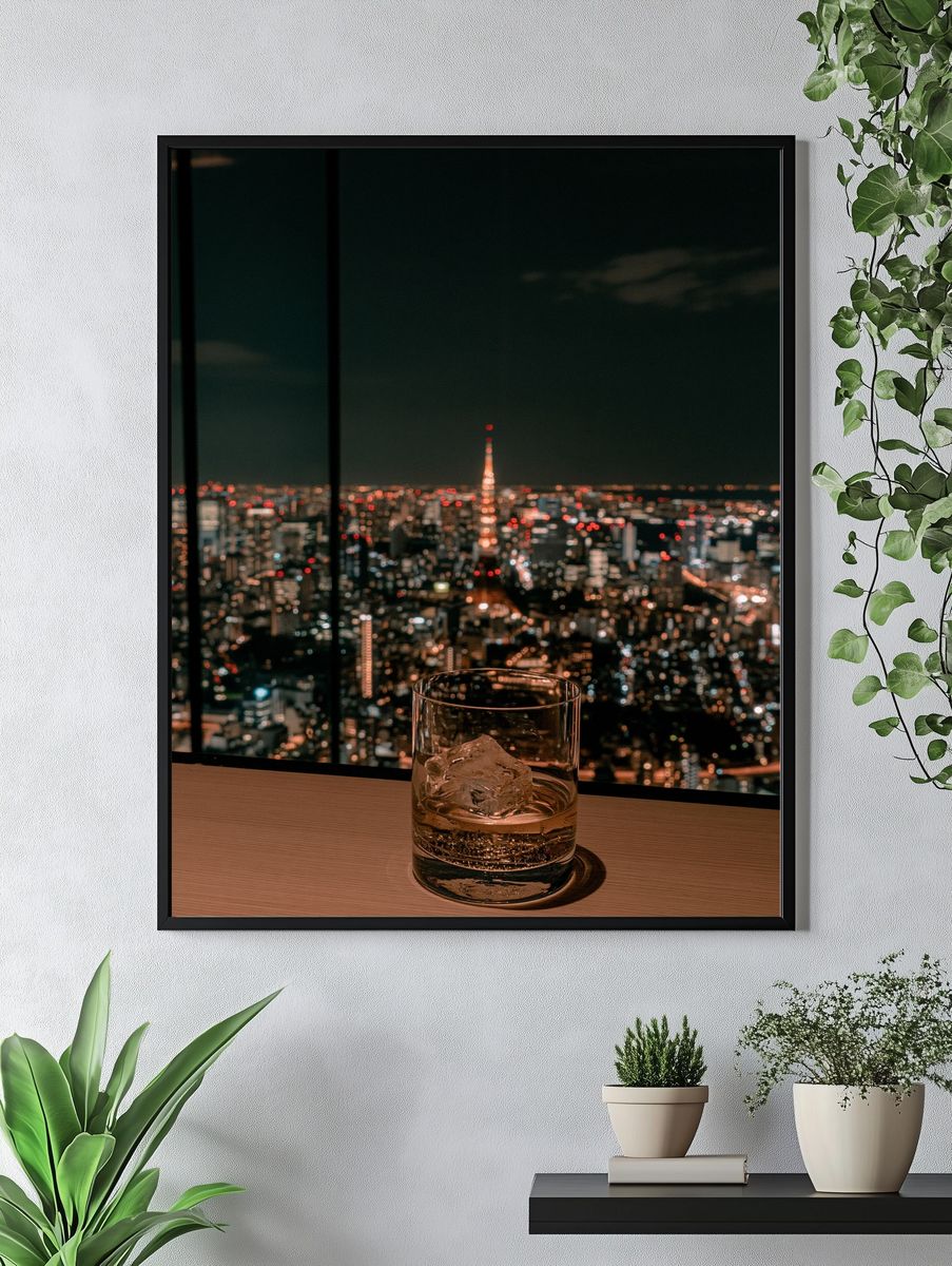 Tokyo Night Skyline Photography Poster. — room view 4