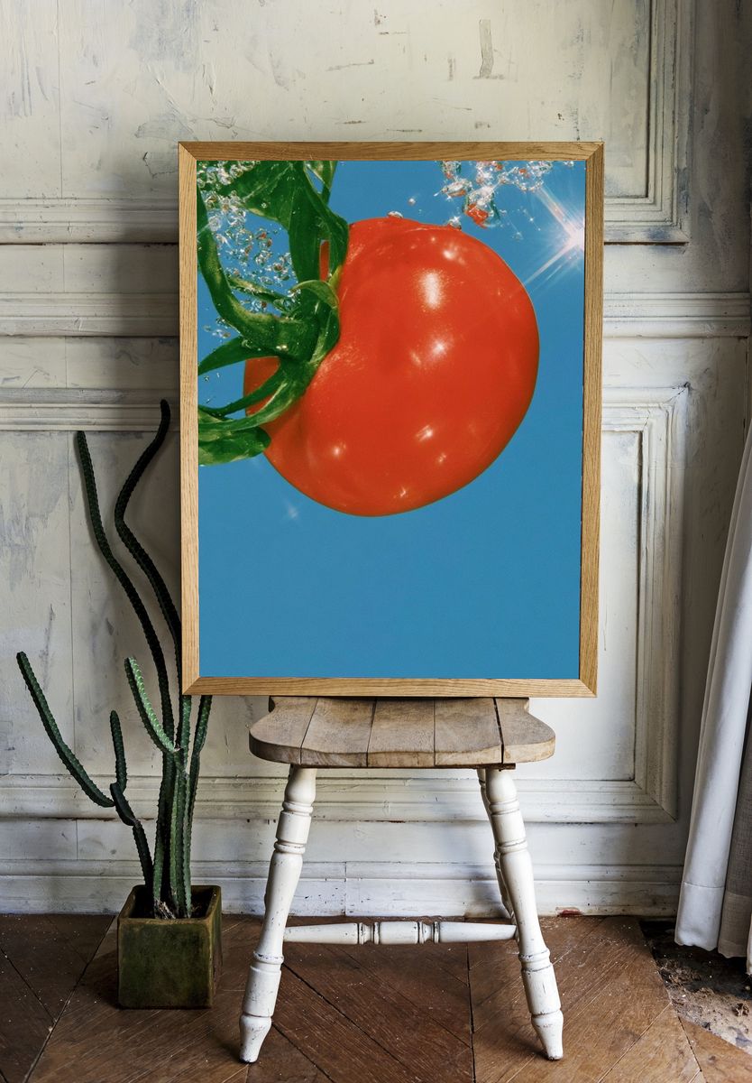 Floating Tomato Photography Poster. — room view 1