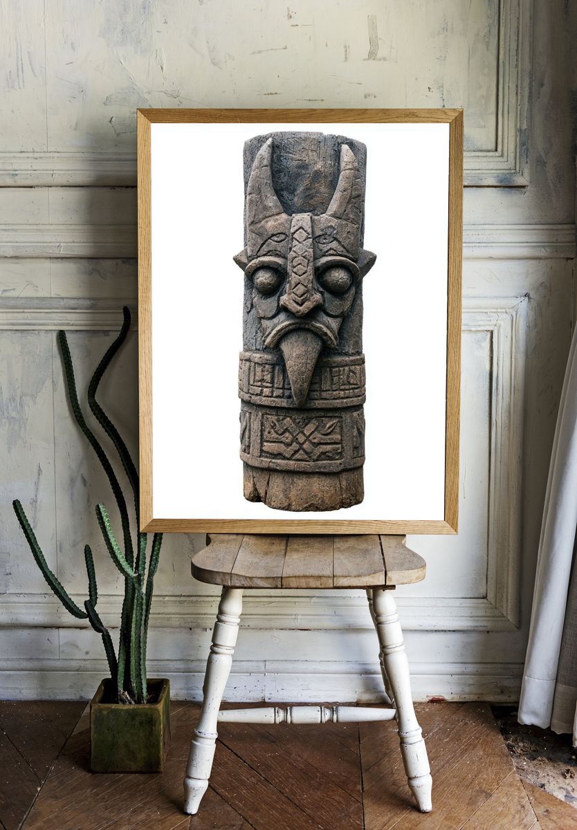 Carved Tribal Totem Photography Poster. room preview