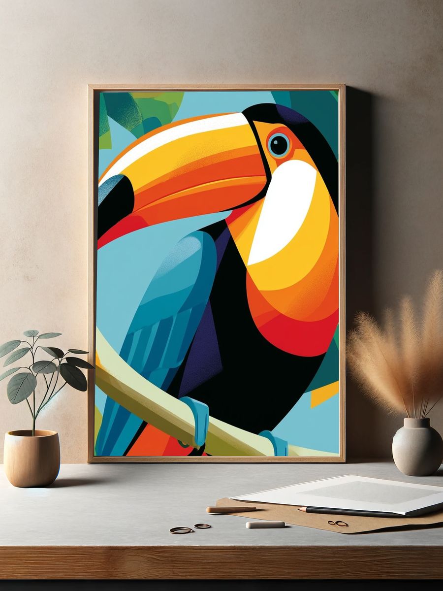 Toucan Colorful Illustration Poster. — room view 2