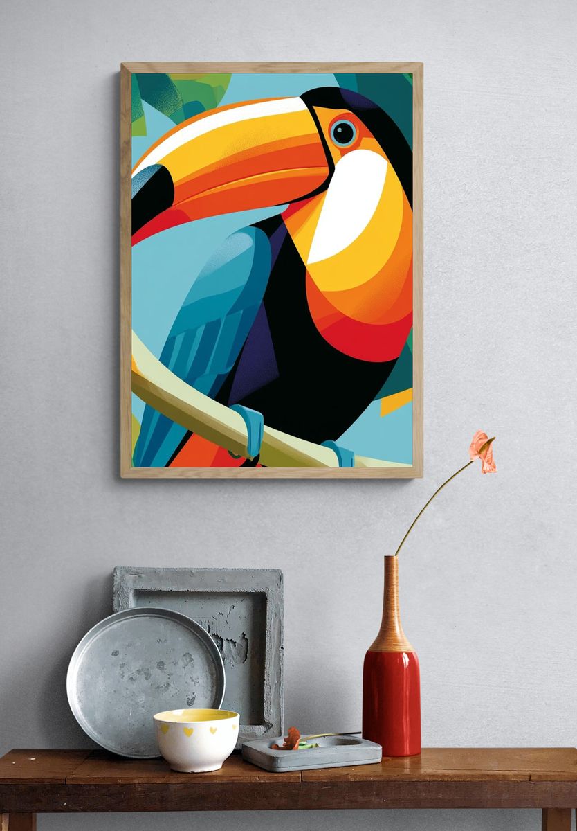 Toucan Colorful Illustration Poster. — room view 3