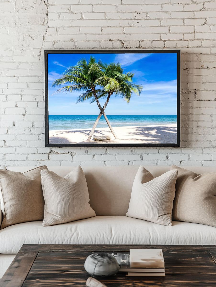 Sunny beach palm tree, blue. room preview