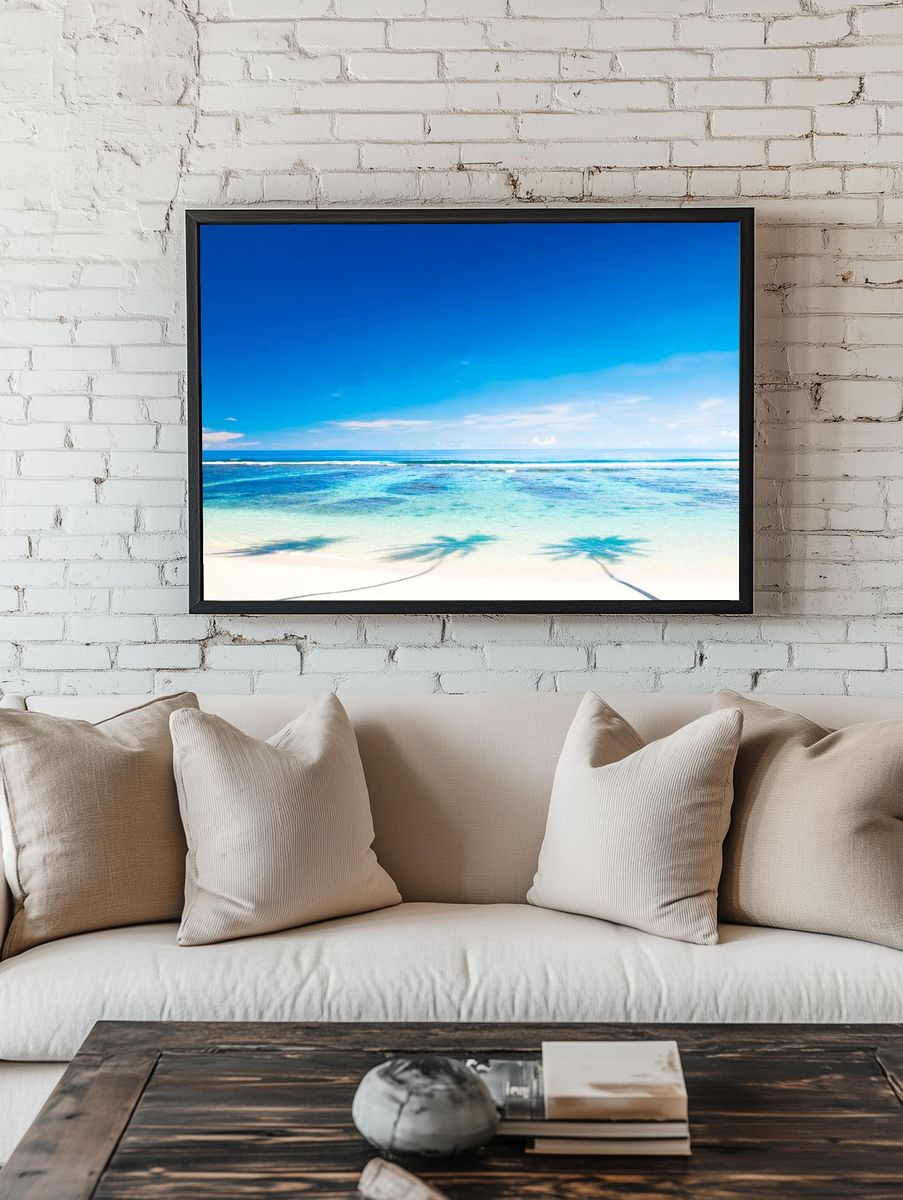 Tropical Beach with Palm Shadows — Photography Print. — room view 1