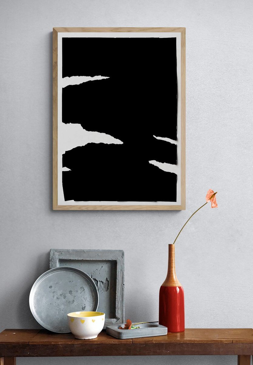 Torn Paper Black and White Poster. — room view 3