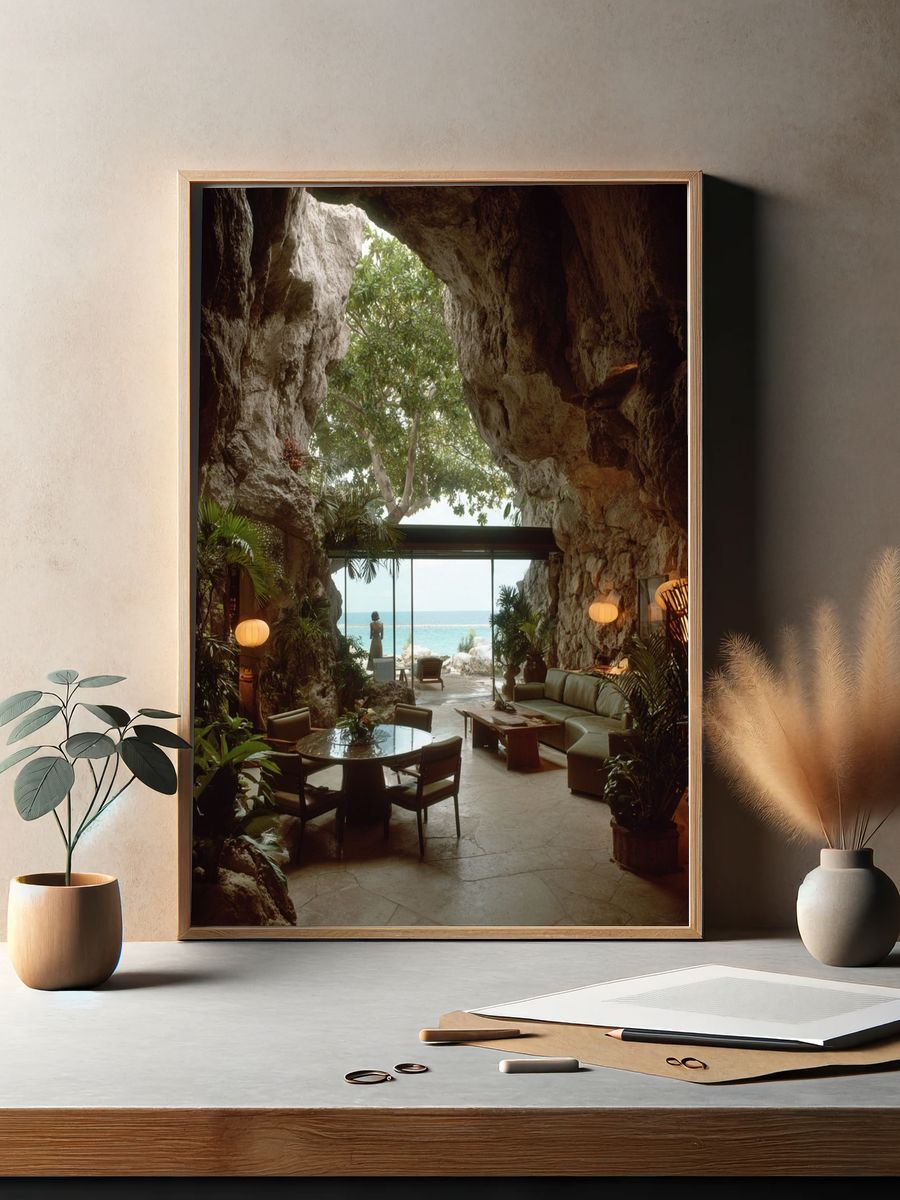 Tropical Cave Lounge Photography Poster. — room view 2