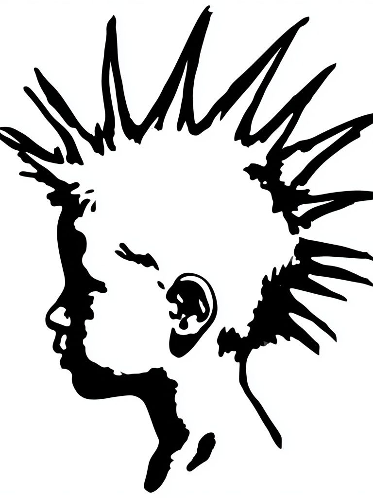 Punk Mohawk Profile Typography Print. poster detail