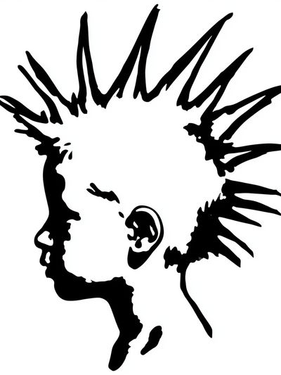 Punk Mohawk Profile Typography Print.